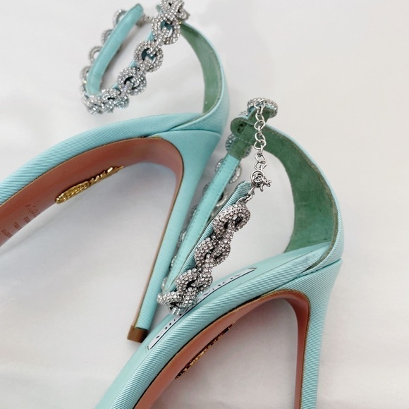 Worn once Aquazzura Love Link Crystal Embellished Heels - Picture 10 of 10